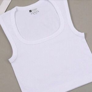 SHEIN White Ribbed Tank Top